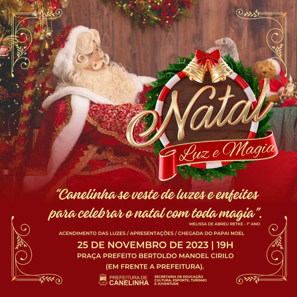 Prefeitura de Canelinha realizará o Natal Luz e Magia no dia 25 de