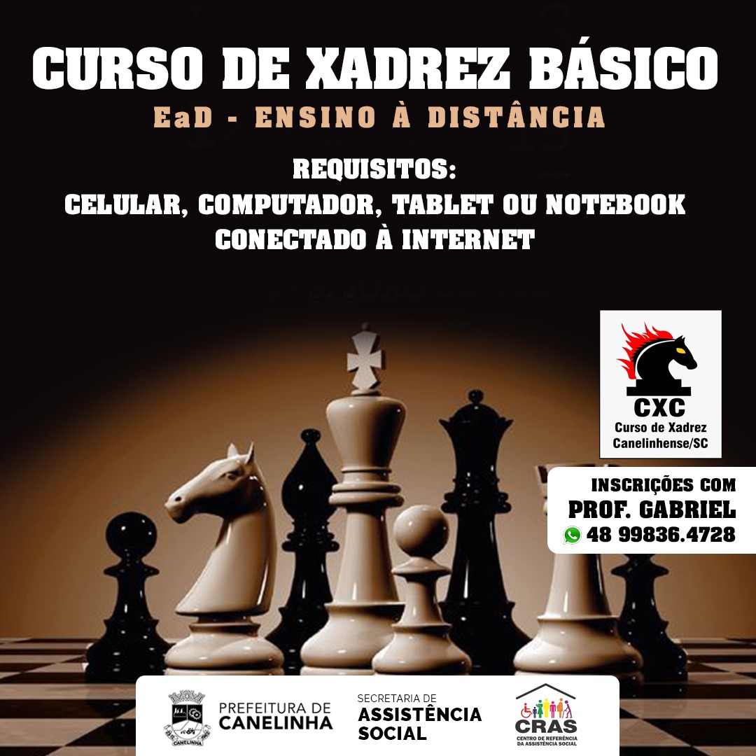 Abertas as inscrições para o curso gratuito de xadrez básico na modalidade  EaD 